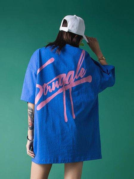 

women's t-shirt 2021 summer trendy brand letter round neck short-sleeved female hip-hop couple loose half-sleeved top, White