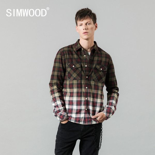 

2021 spring new shirts men tie-dyed plaid contrast color fashion slim fit cotton shirt plus size clothes si980661 1jhw, White