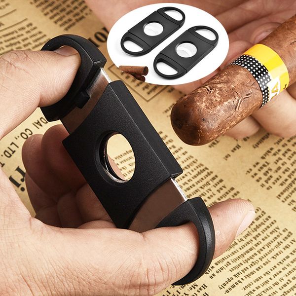 

portable pocket double blades cutter knife pocket cigar stainless steel scissors shears black 9*4 cm cut smoke tool ing