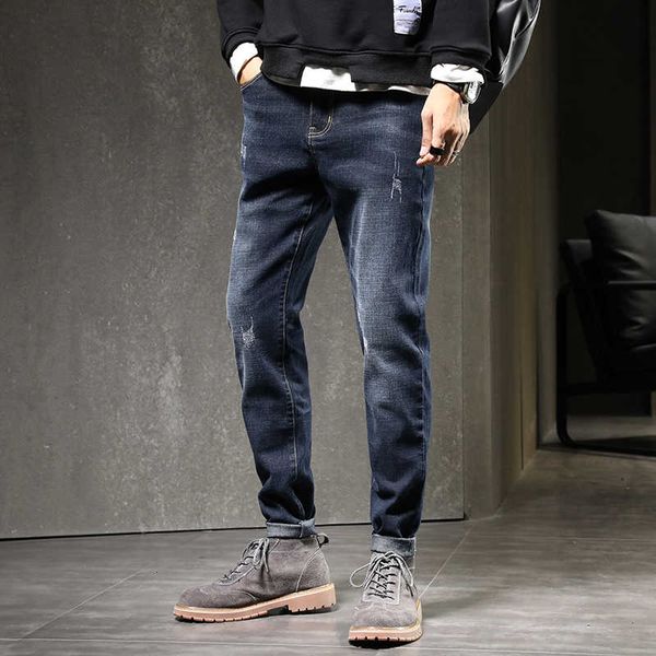 

2021 new arrivals men fashion elasticity comfortable slender male cat jeans broek, size 28-38, Blue