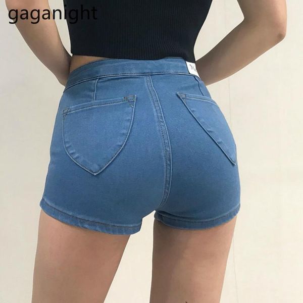 

gaganight fashion women peach hip denim shorts high waist plus size solid soft stretchy skinny jeans short girls summer xs-xl, White;black