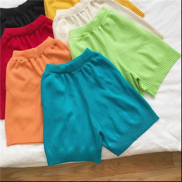 

net red fashion shorts women loose new summer tide wearing straight high waist was thin knitted casual shorts, White;black