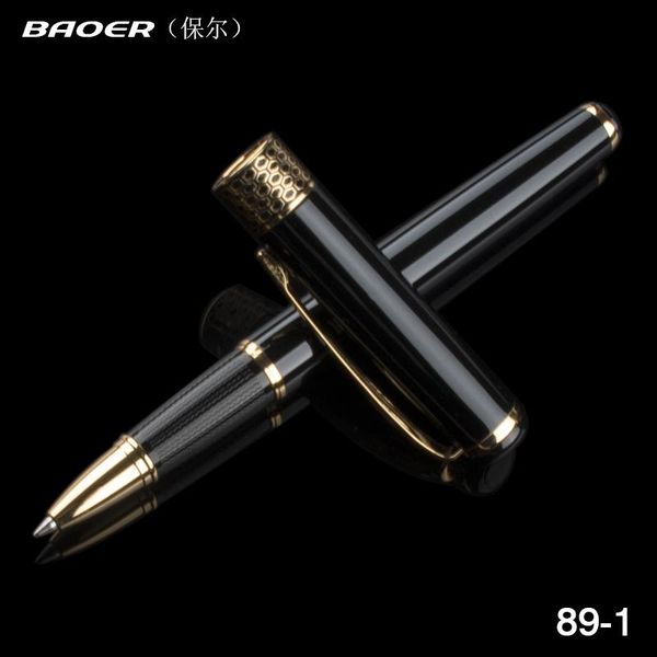 Gel Pens Baoer 68 Penball in argento nero di alta qualità Penna da 0,5 mm Pinture a sfera di ricarica in metallo per le forniture scolastiche studentesche