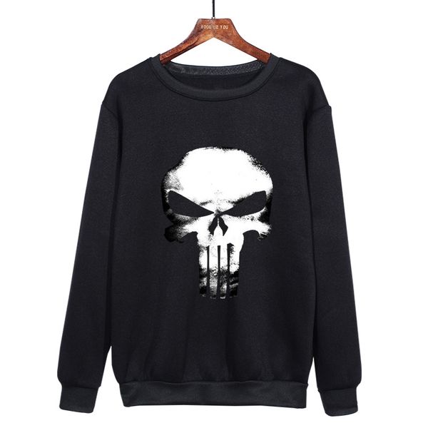 

2020 new plush american drama skull head cover men's round neck sweater, Black