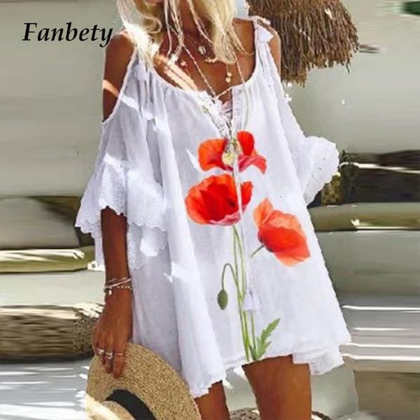 

summer elegant floral printed womens dress a line hollow out short sleeve loose dresses ladies casual beach vestido 5xl, Black;gray