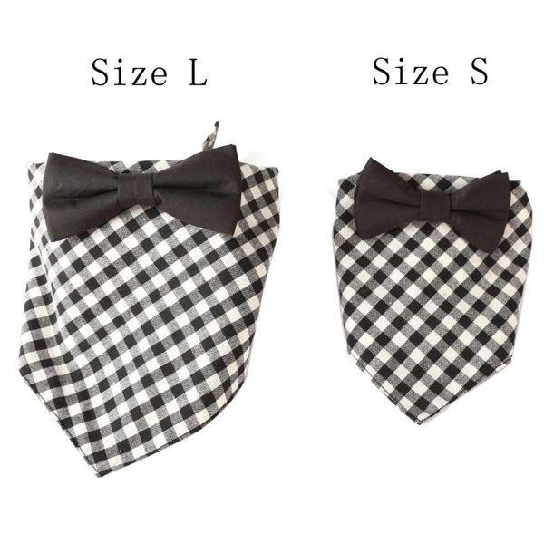 

handsome dog bow tie saliva triangle scarf black and white lattice pet triangle scarf dog accessories