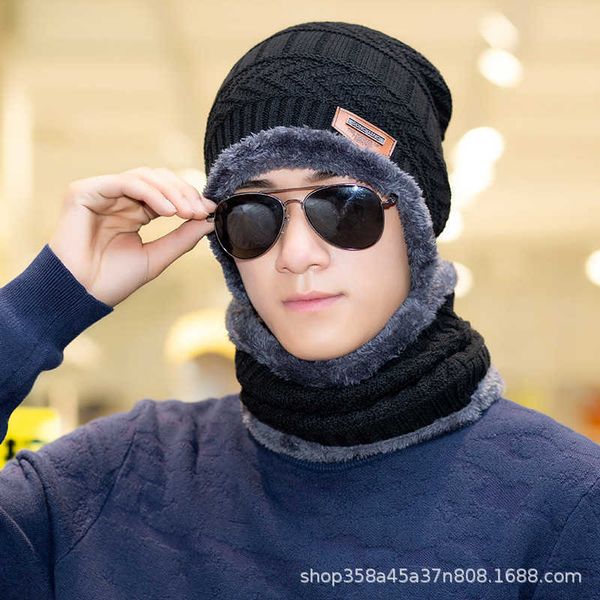 

hat men's winter psh thickened youth korean wool hat autumn and knitted cover baotou cotton hat warm tide, Blue;gray