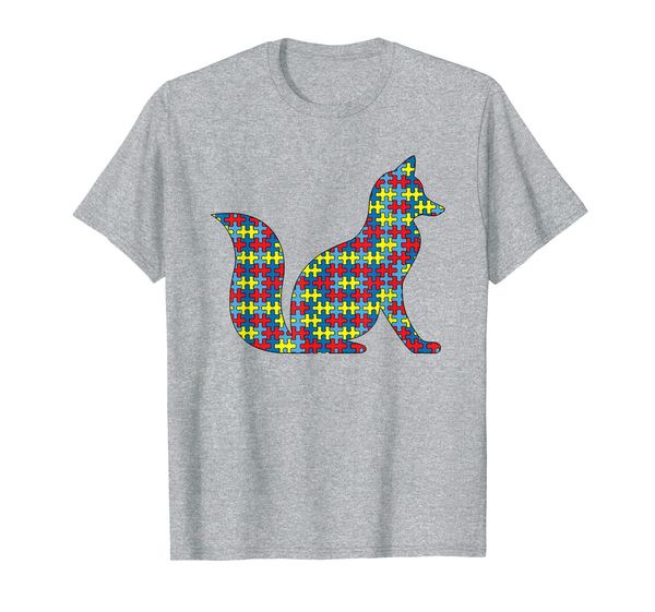 

fox autism awareness kids prairie vixen puzzle day mom gift t-shirt, White;black