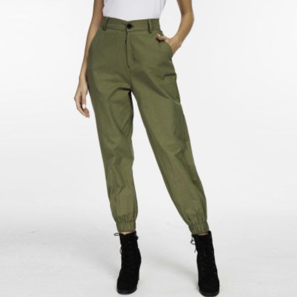 

women's pants & capris fashion women high waist woman cargo loose trousers joggers pencil solid color female sweatpants streetwear, Black;white