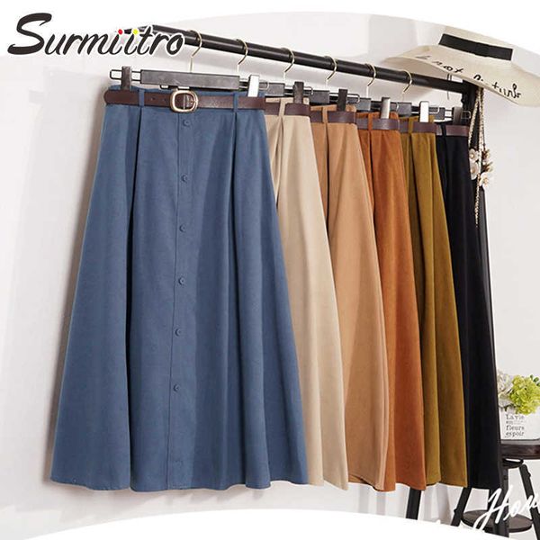 

surmiitro suede velvet skirt female spring autumn midi long elegant korean high waist skirt women blue a-line pleated skirt 210712, Black