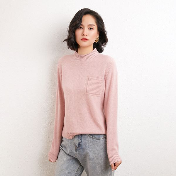 

2021 new thickening women's warm women autumn winter 100% cashmere o-neck knitting jumper long sleeve sweater female m90w, White;black