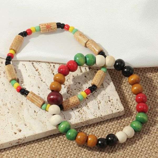 

beaded, strands bohemain ethnic wooden bracelets for women men multi-row stretch bracelet carved flower statement party jewelry pulsera homb, Black