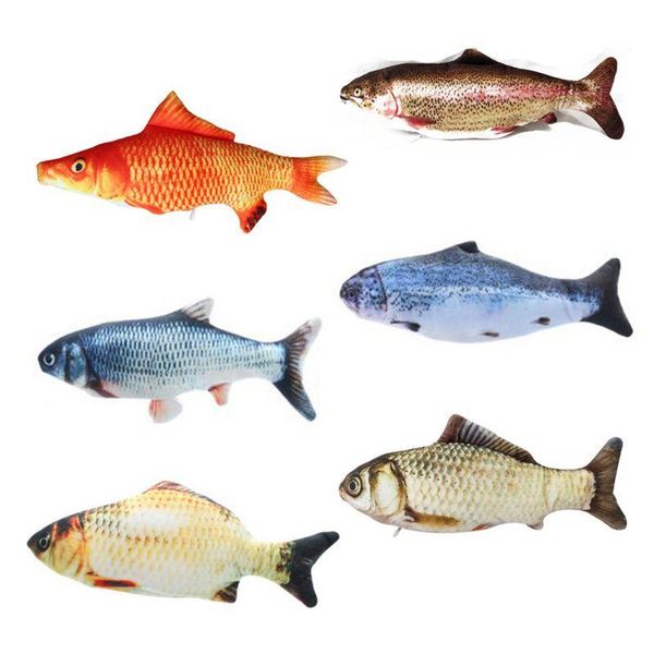 

cat toys 3d electric fish shape catnip toy usb charging realistic plush wagging stuffed pillow doll interactive gifts