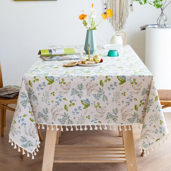 

table cloth art american printing cotton linen tassel small fresh tea cover towel computer