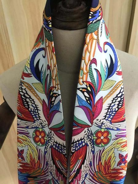 

scarves 2021 arrival fashion classic flower pattern 100% silk scarf 90*90 cm square shawl twill wrap for women, Blue;gray