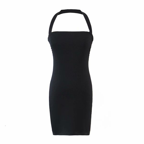 

women's t-shirt women halter collar slim dress 2021 summer fashion ladies high street female double layer fabric mini i7kr, White