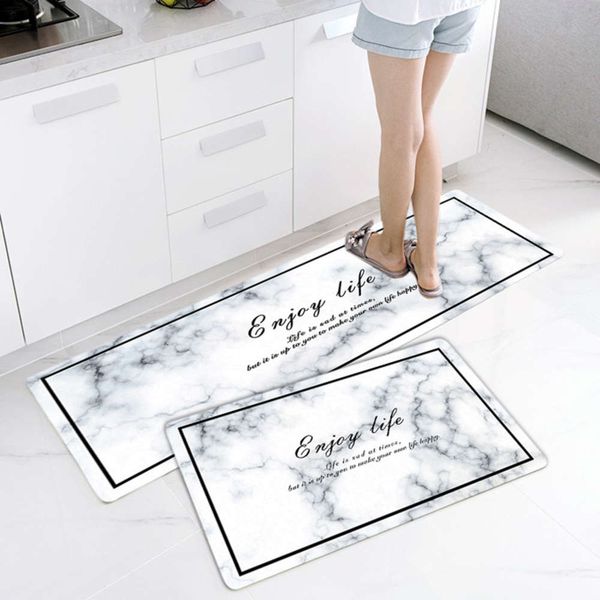 

ins household pvc leather floor mat marble kitchen strip oil proof footmat
