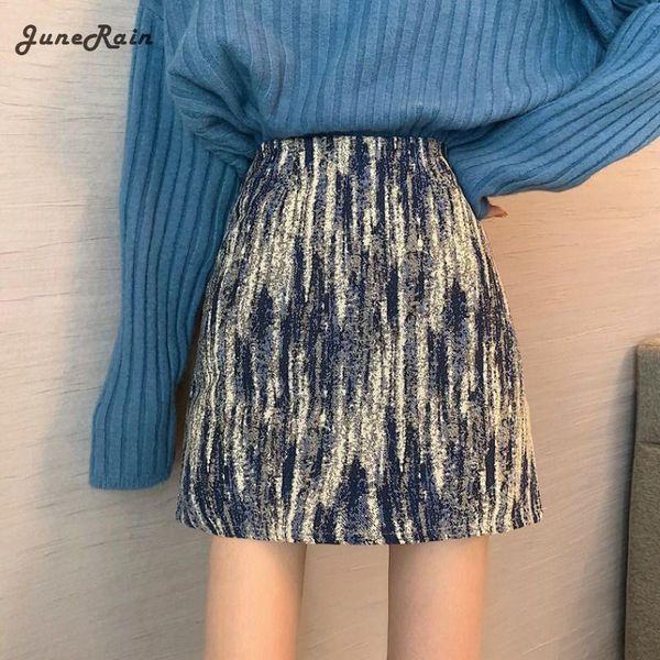 

skirts junerain women clothing a-line short hip skirt spring autumn retro design light and versatile high waist, Black