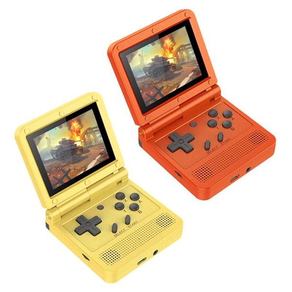 

powkiddy v90 retro flip handheld game player 3.0 inch ips retro flip handheld console pocket mini video game player boy gift