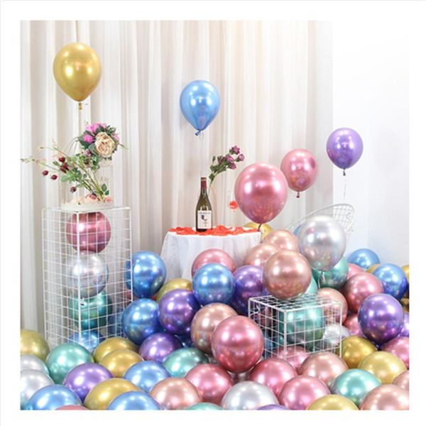 

party decoration 30pcs 5 inch latex balloon chrome metal foil baby shower, wedding, birthday