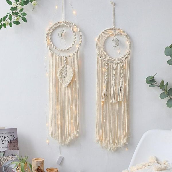 

decorative objects & figurines moon leaf macrame wall hanging tapestry handmade woven boho decoration nordic backdrop baby nursery room