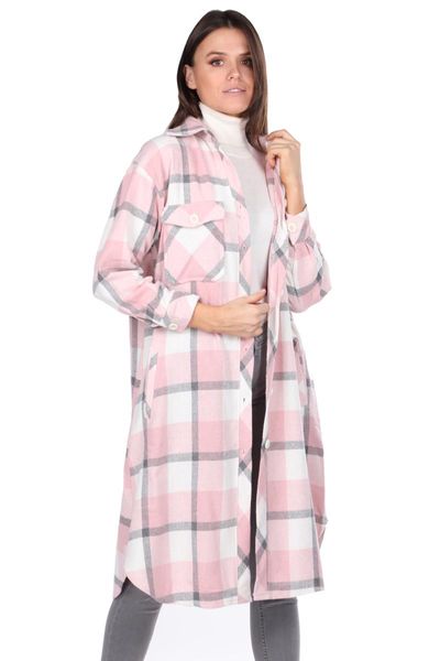 

women's jackets plaid oversize long 's shirt jacket, Black;brown