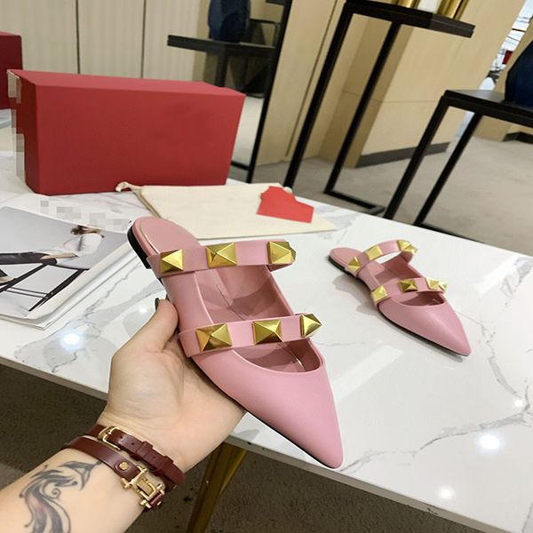

spring 2021 new rivet baotou slippers with thick heel for versatile women1, Black