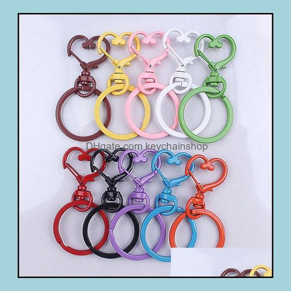 

keychains fashion aessories wholesale designer heart colours paint couple leather keychain pendant key ring letter luxury metal car diy jewe, Silver