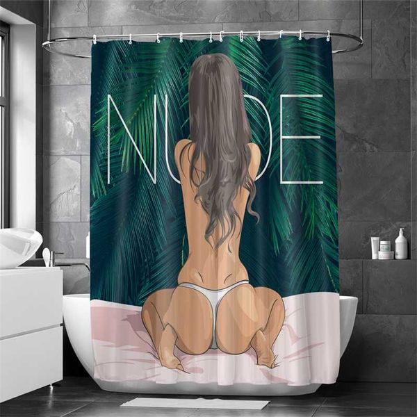 Tropics Seksi Kız Prenses Sonbahar Göl Manzaralı Dinozor Çiftliği Vintage Fare Posteri Polyester Kumaş Banyo Duş Perdesi Set 211116