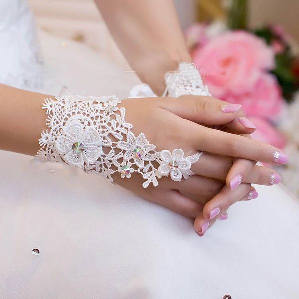 

bridal gloves 2021 short lace ladies white fingerless wrist length wedding