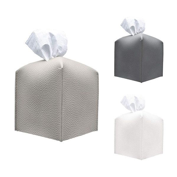 

tissue boxes & napkins box cover, refined modern pu leather square holder - decorative holder/organizer