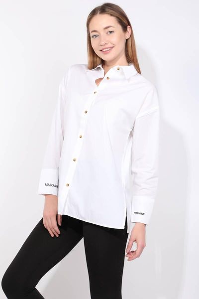 women's blouses & shirts womens white slit boyfriend shirt