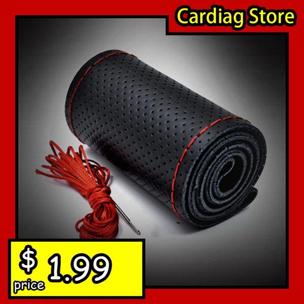 

steering wheel covers universal pu leather car auto cover with needles and thread breathability skid-proof vehicle