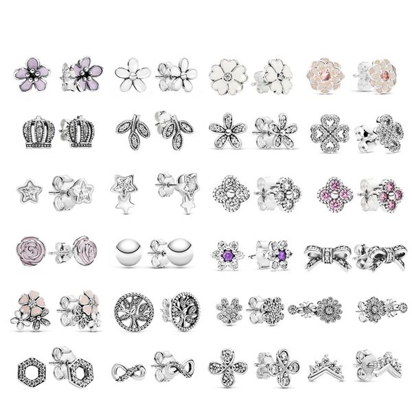 

925 sterling silver trend fashion earrings for pandora jewelry gift, Golden