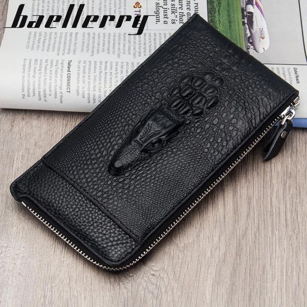

fashion black men wallet long genuine cow leather alligator pattern purses cow leather male card holder cell phone pocket, Red;black