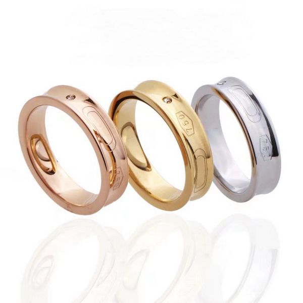 

europe america fashion lady women titanium steel engraved letter 18k gold plated settings diamond circular arc ring rings 3 color size us6-u, Slivery;golden