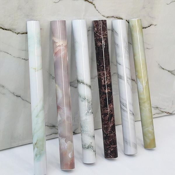 

wallpapers 3/5/10m waterproof oil-proof marble wallpaper wall stickers pvc self adhesive bathroom kitchen counterhome decorative films