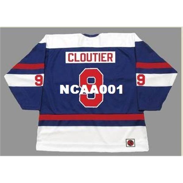 

001 #9 real cloutier quebec nordiques 1974 wha retro home hockey jersey or custom any name or number retro jersey, Black