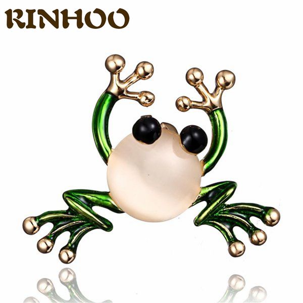 

trendy animal frog brooch pins delicate opal crystal enamel brooches women fashion party casual jewelry coat accessories giftdio chan contac, Gray