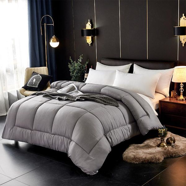 

comforters & sets thicken cotton quilt winter queen warm comforter solid color fluffy core skin-friendly soft twin quilts for home