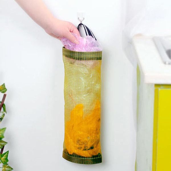

storage bags portable garbage bag holder cylinder wall-hanging type space-saving organizer dispenser kitchen accessories