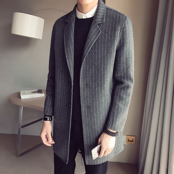 

2021 steampunk spring vintage striped tarja clothes classic wool jackets from winter coats grey portrait men's 3j62, Tan;black