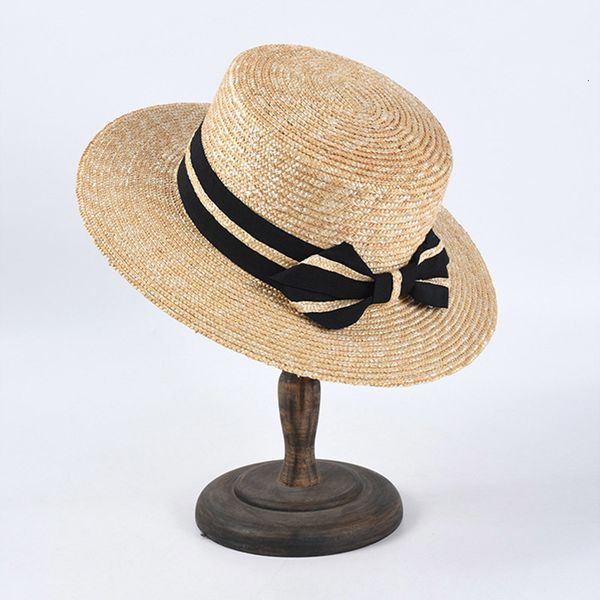 

2021 new summer wide brim straw big sun for women uv protection panama beach ladies bowknot derby hat chapeau femme o2el, Blue;gray