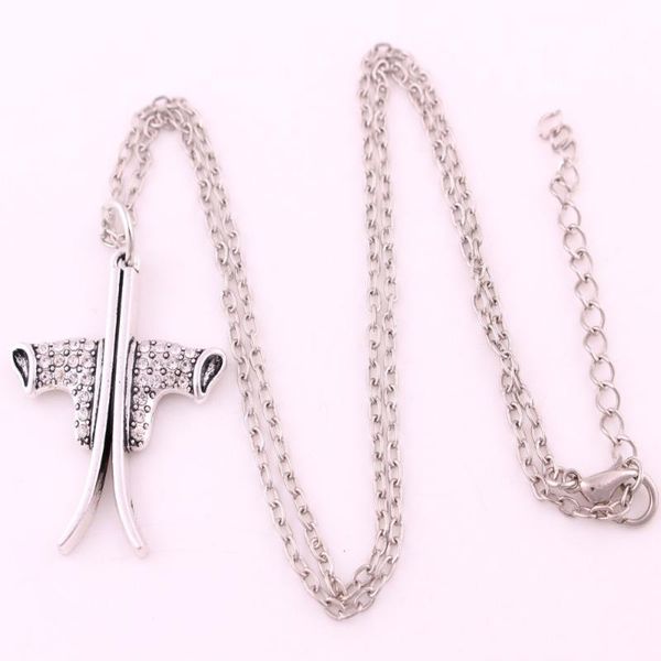 

pendant necklaces link chain necklace for women men sports style ski shoes board with crystals zinc alloy material provide drop, Silver