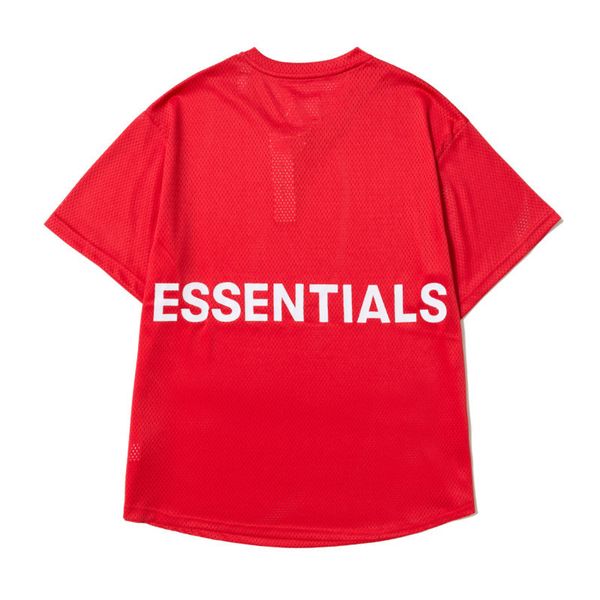 

hip hop brand fear of god mesh fog essentials short sleeve t-shirt fashion, White;black