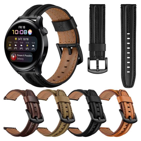 

watch bands leather strap for huawei 3 watch3 band watchband gt 2 pro wristband honor magicwatch 46mm 42mm wriststrap bracelet, Black;brown