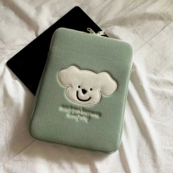 

korean tablet case ins cute bear dog embroidery hand holding hablet ipad lap1113 inch inner bag for girl fashion style 210729
