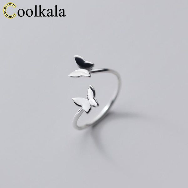 

cluster rings coolkala silver ring female small fresh and sweet girl heart glossy butterfly opening, Golden;silver