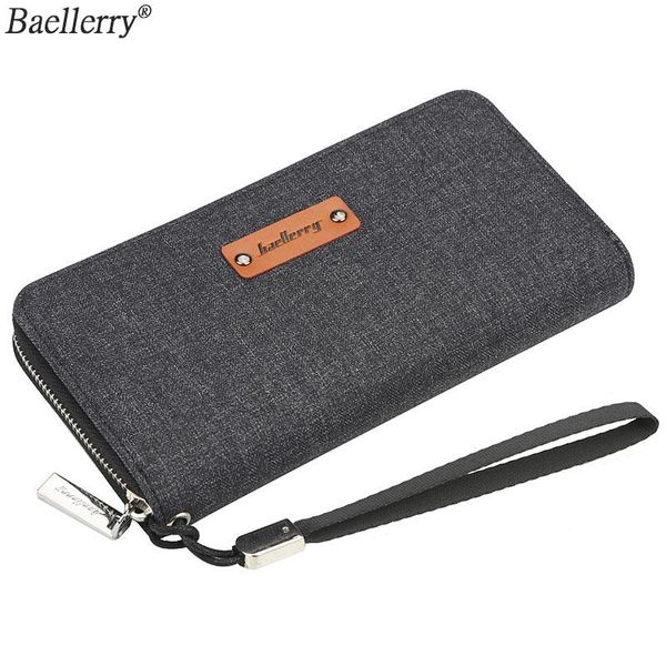 

wallets baellerry brand men high capacity canvas clutch wallet banknote clip coin purse male wrist strap phone, Red;black