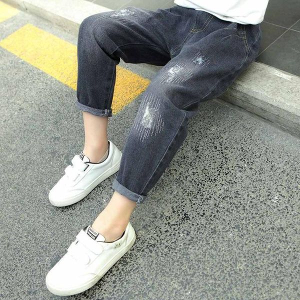

2021 brand fashion baby boys spring autumn infant jeans kids cartoon trousers pant dark grey designed children denim pants, Blue